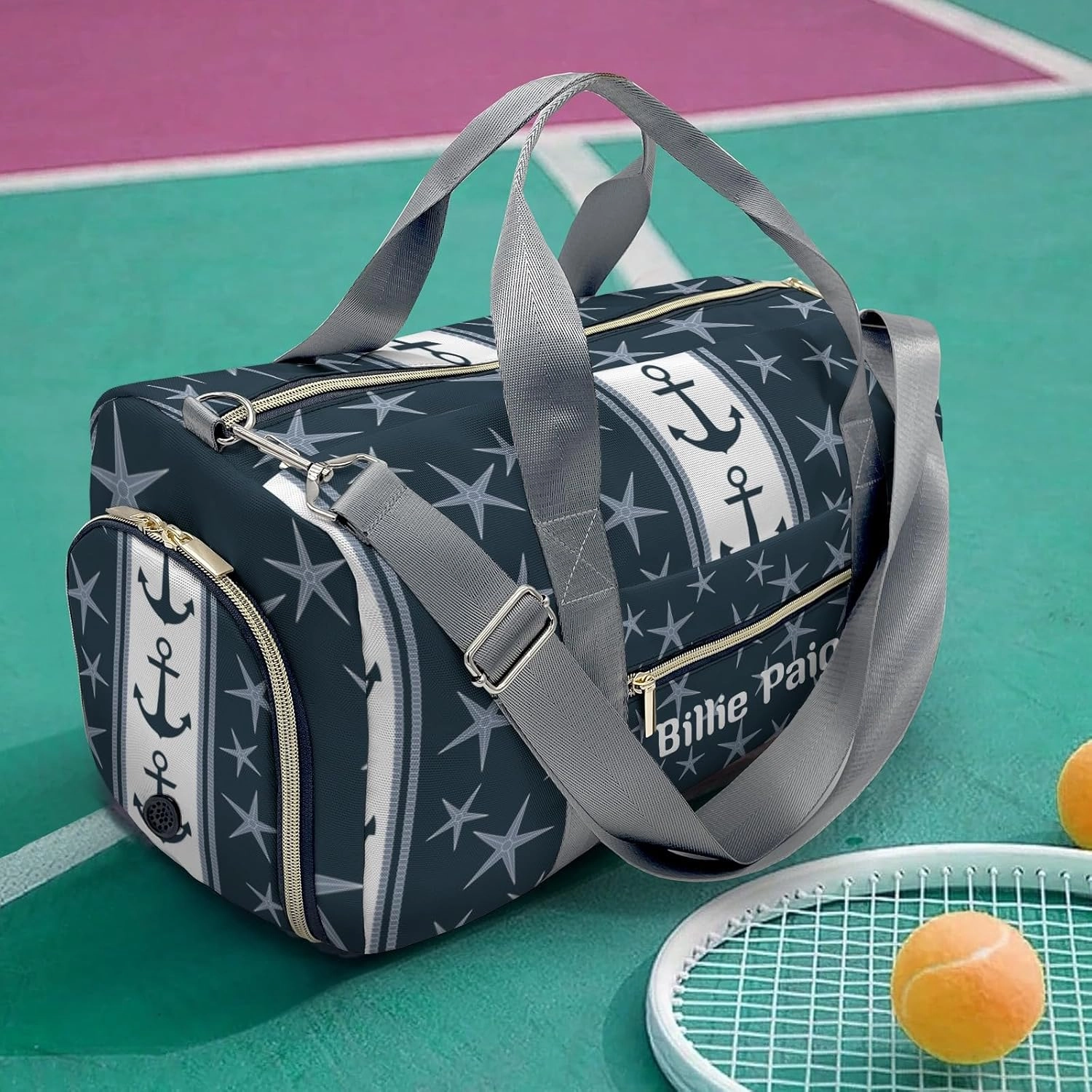 Personalized Nautical Anchors Rope Starfish Customized Handbag Travel Bag, Unisex Portable Travel Bag, Sports and Fitness Duffel Bag, Short Trip Storage Bag