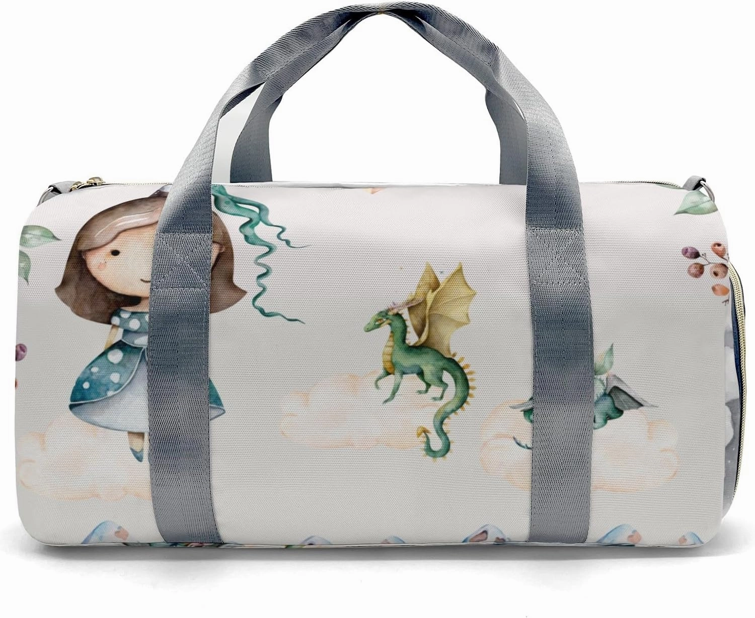Personalized Princess Dragon Watercolor Custom Multi-functional Travel Bag, Unisex Portable Duffel Bag, Short Distance Travel Assistant