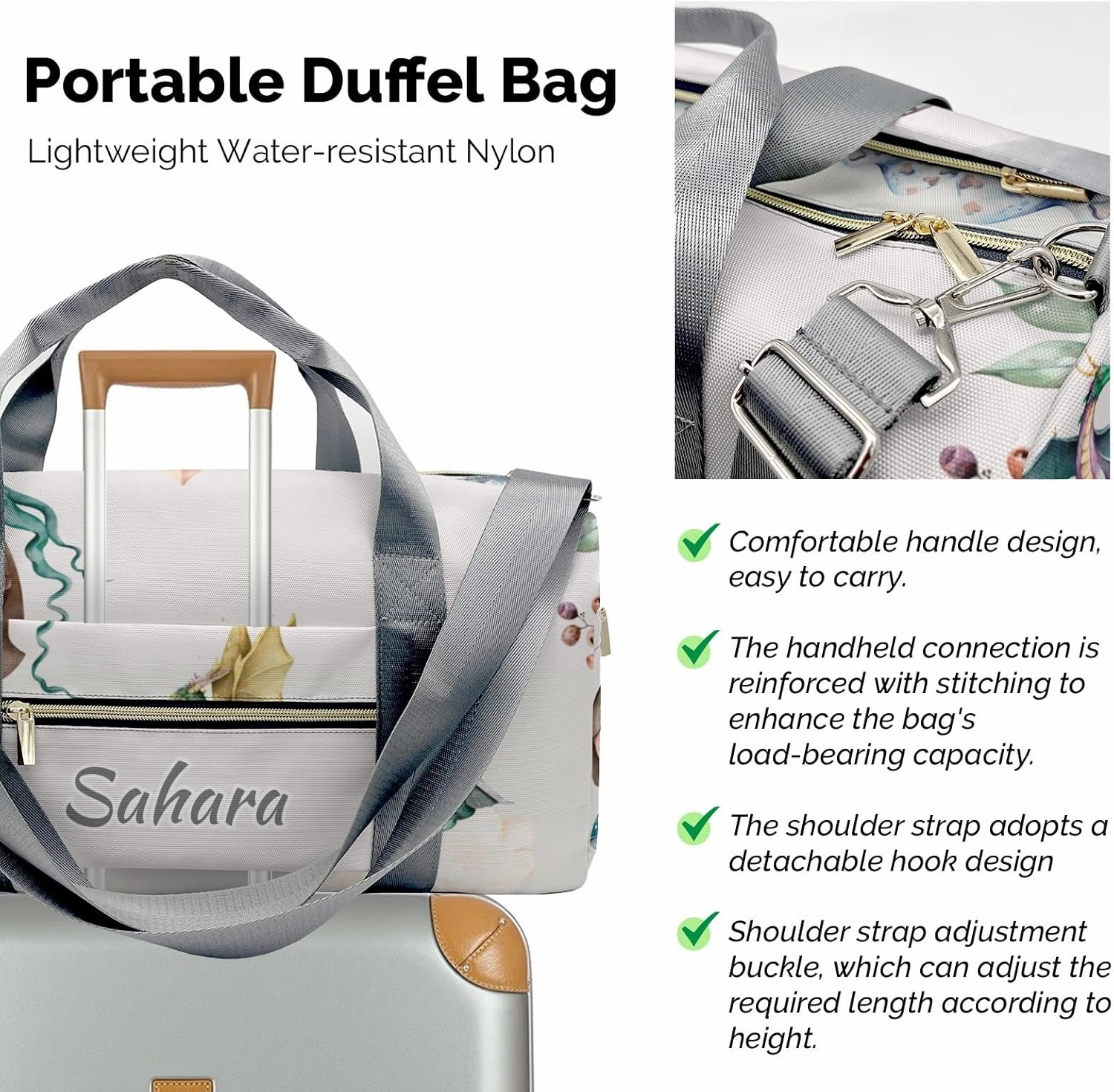 Personalized Princess Dragon Watercolor Custom Multi-functional Travel Bag, Unisex Portable Duffel Bag, Short Distance Travel Assistant