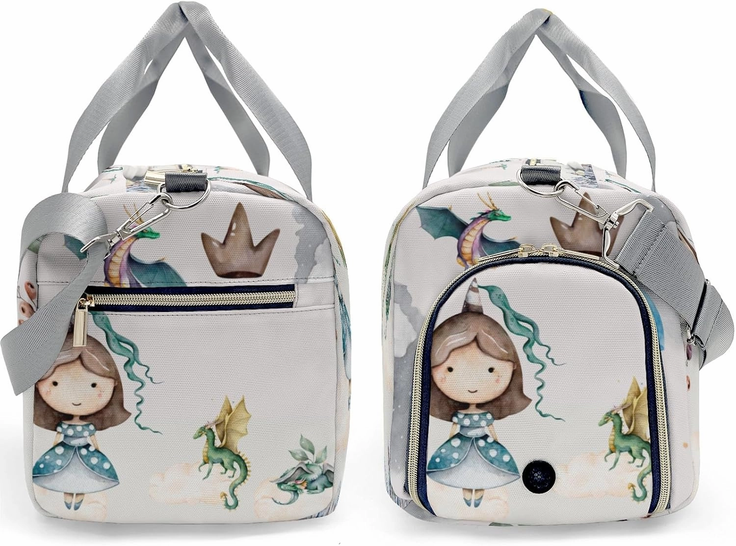 Personalized Princess Dragon Watercolor Custom Multi-functional Travel Bag, Unisex Portable Duffel Bag, Short Distance Travel Assistant