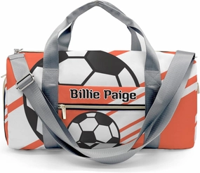 Personalized Soccer Ball Sports Orange Customized Handbag Travel Bag, Unisex Portable Travel Bag, Sports and Fitness Duffel Bag, Short Trip Storage Bag