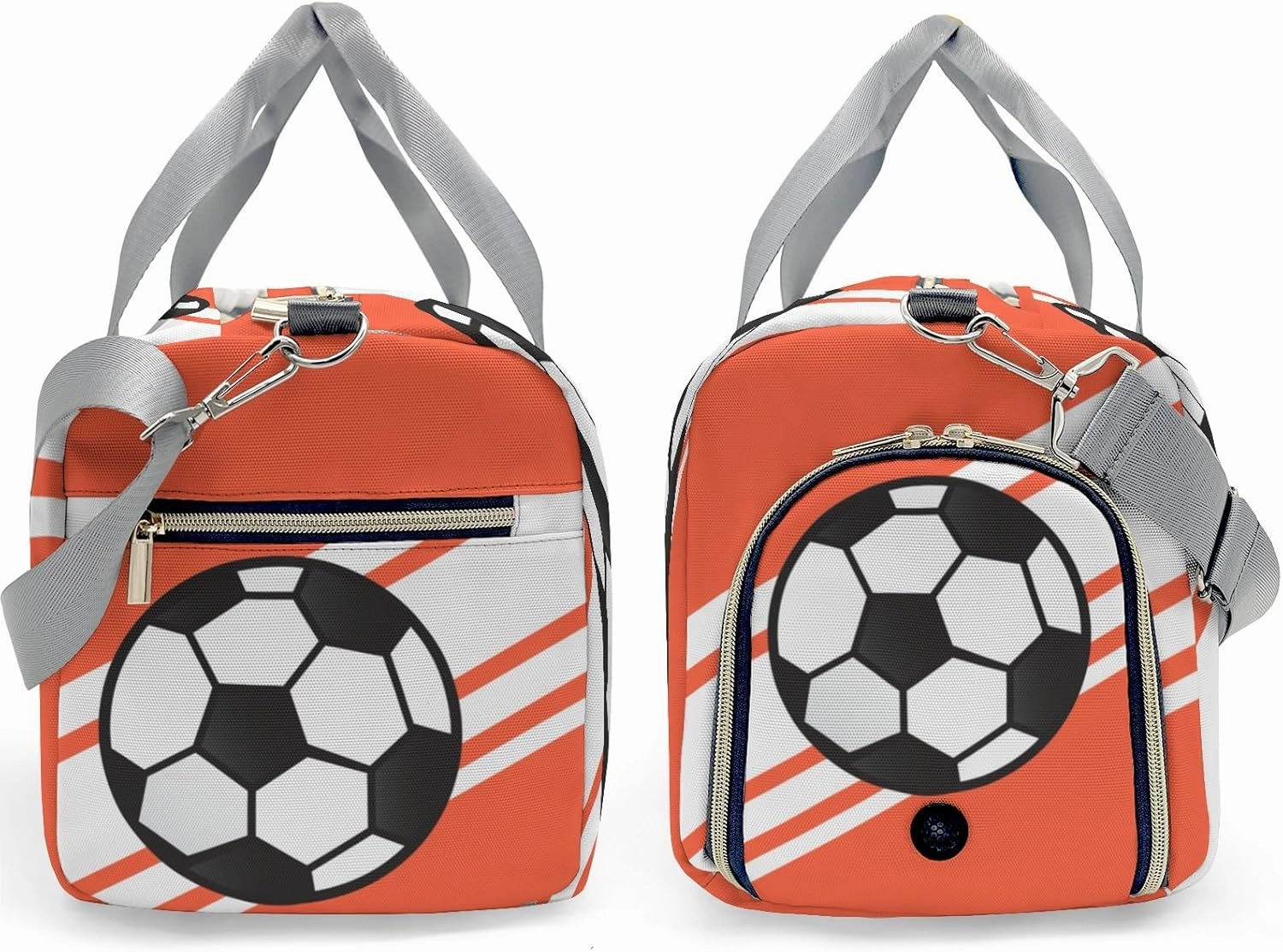 Personalized Soccer Ball Sports Orange Customized Handbag Travel Bag, Unisex Portable Travel Bag, Sports and Fitness Duffel Bag, Short Trip Storage Bag