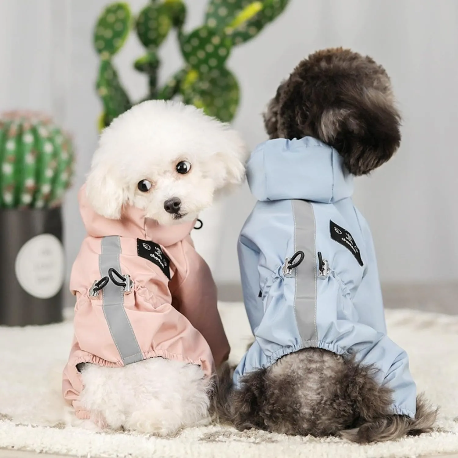 Pet Dog Clothing, Rainproof, Breathable, Reflective Clothing, Four Legged Raincoat, cat and Dog Supplies(Blue,XXL)