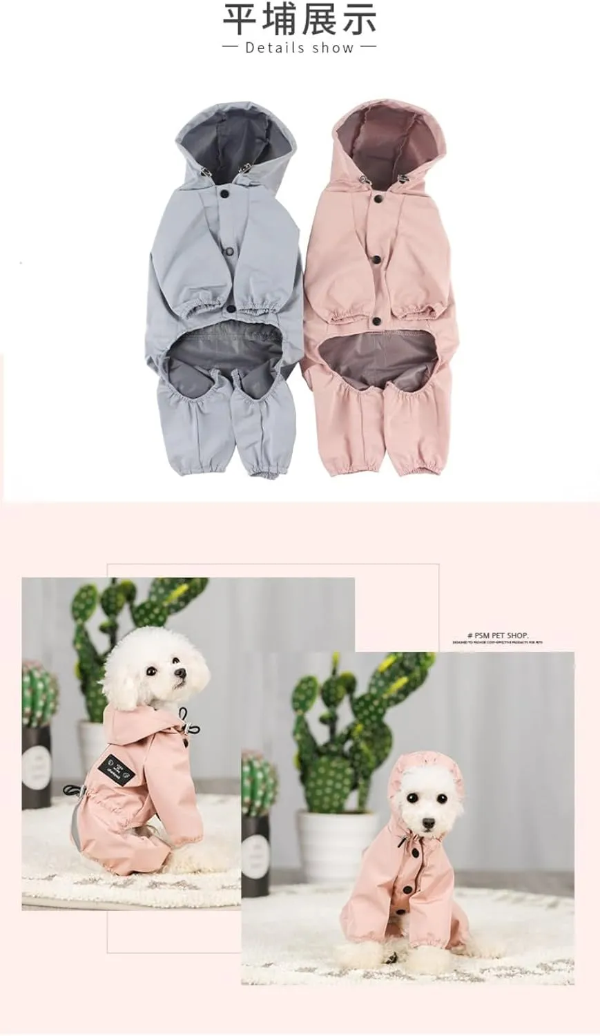Pet Dog Clothing, Rainproof, Breathable, Reflective Clothing, Four Legged Raincoat, cat and Dog Supplies(Blue,XXL)