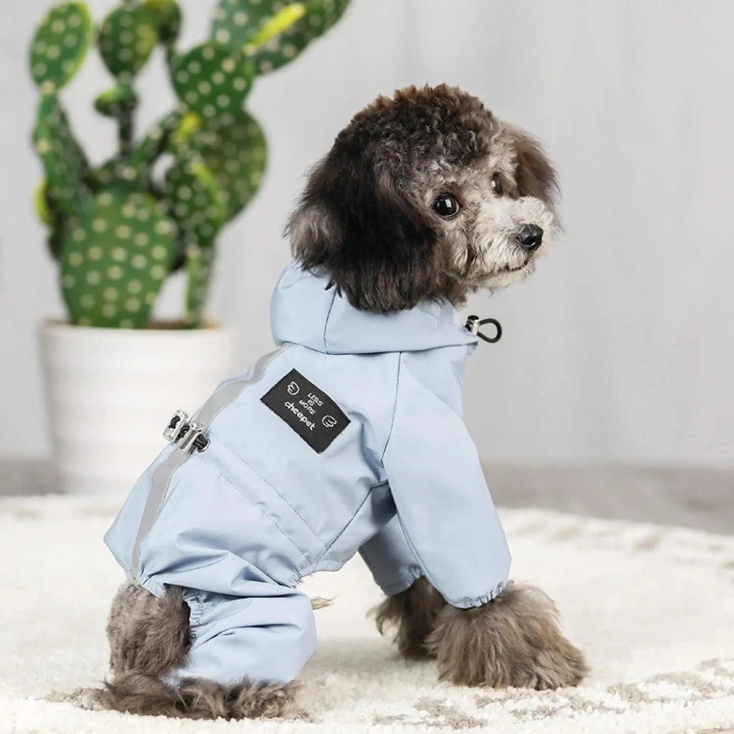 Pet Dog Clothing, Rainproof, Breathable, Reflective Clothing, Four Legged Raincoat, cat and Dog Supplies(Blue,XXL)