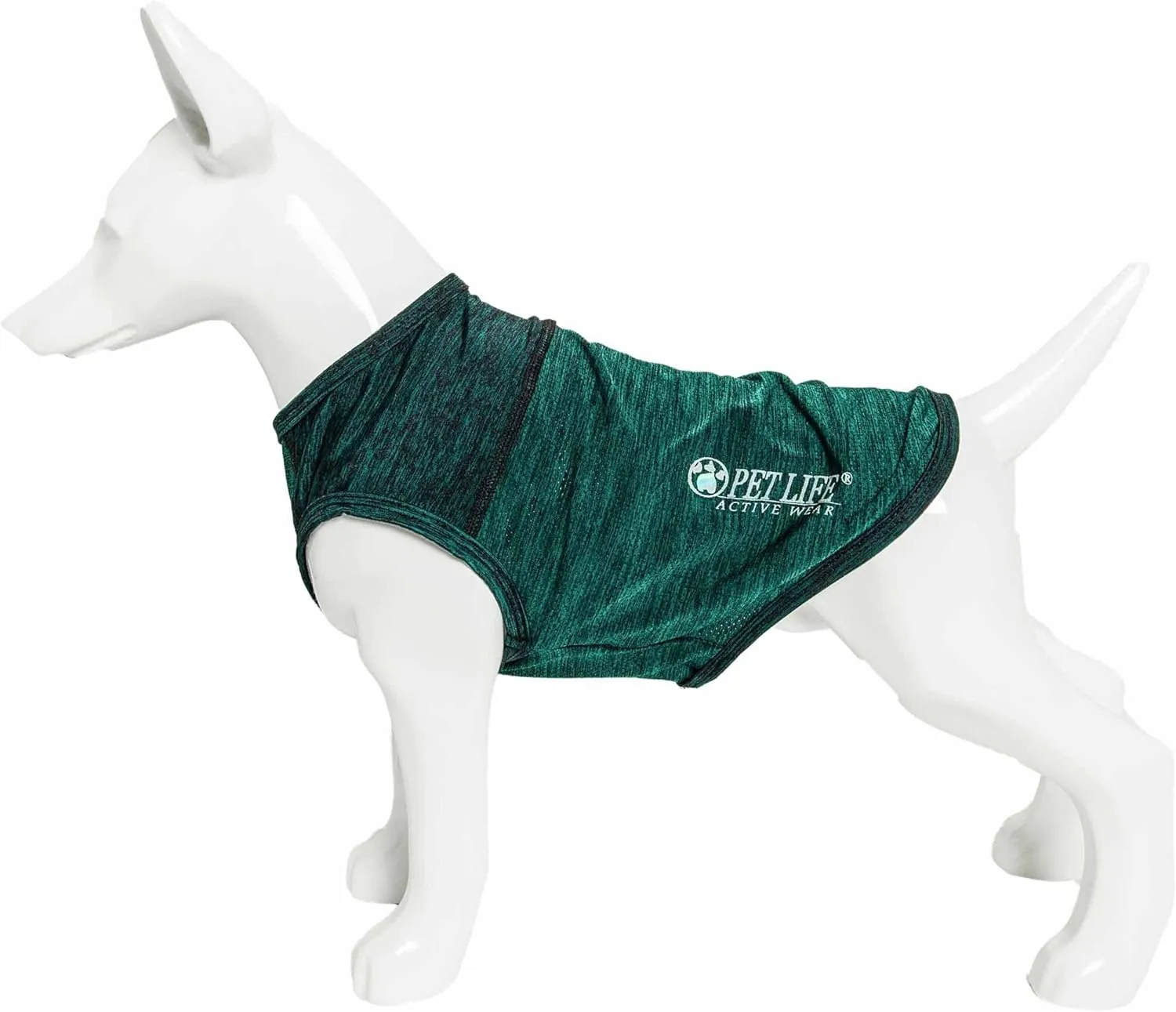 Pet Life ® Active 'Aero-Pawlse' Heathered Fitness and Yoga Dog T-Shirt Tank Top - Performance Pet T-Shirt with 4-Way-Stretch and Quick-Dry Technology - Summer Dog Clothes with Added Reflective Safety