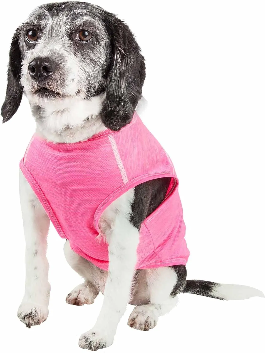 Pet Life ® Active 'Aero-Pawlse' Heathered Fitness and Yoga Dog T-Shirt Tank Top - Performance Pet T-Shirt with 4-Way-Stretch and Quick-Dry Technology - Summer Dog Clothes with Added Reflective Safety