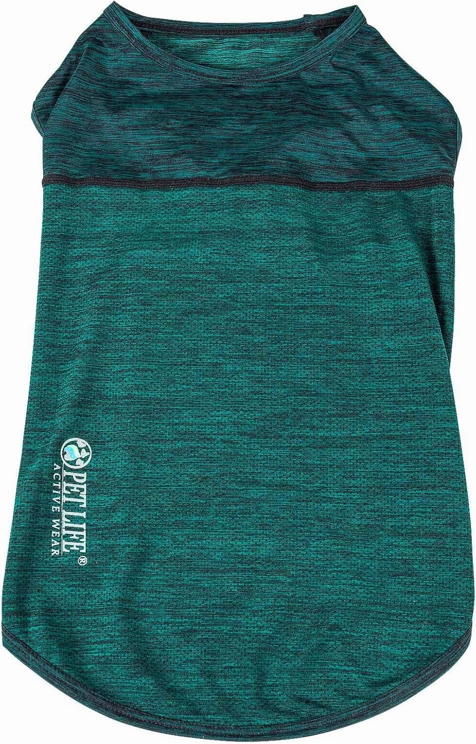 Pet Life ® Active 'Aero-Pawlse' Heathered Fitness and Yoga Dog T-Shirt Tank Top - Performance Pet T-Shirt with 4-Way-Stretch and Quick-Dry Technology - Summer Dog Clothes with Added Reflective Safety