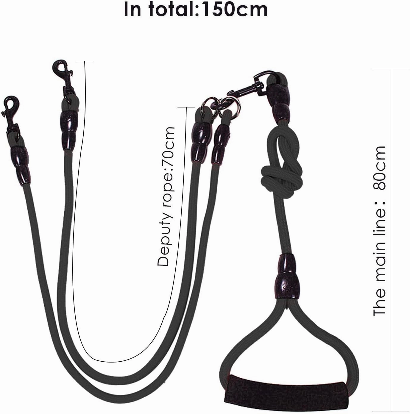 Petyoung 2/3/4 Way Pet Walking Couplers Lead Nylon Braided Rope No Tangle Dog Walking Tracks for 2/3/4 Dogs