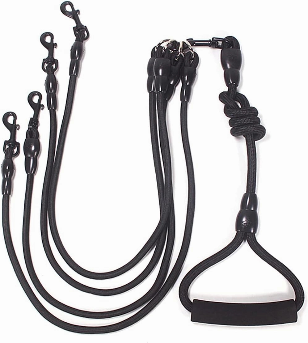 Petyoung 2/3/4 Way Pet Walking Couplers Lead Nylon Braided Rope No Tangle Dog Walking Tracks for 2/3/4 Dogs