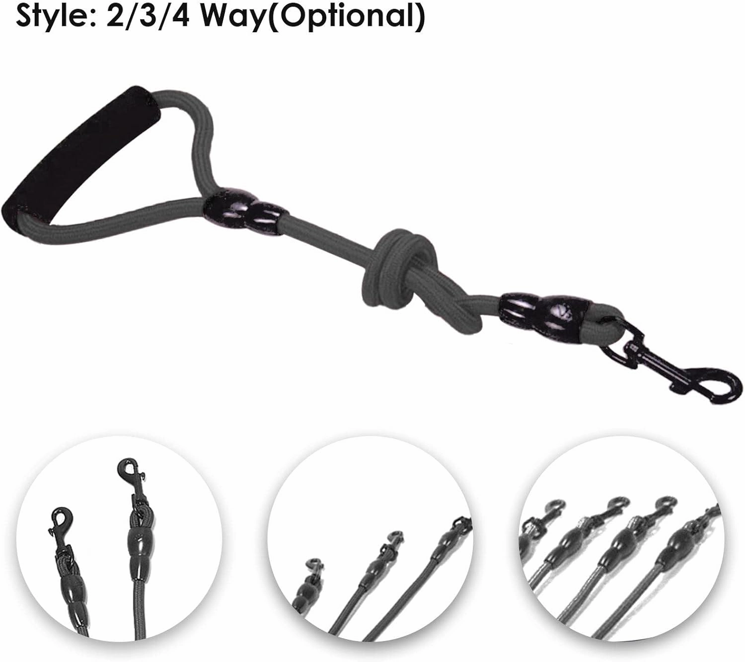 Petyoung 2/3/4 Way Pet Walking Couplers Lead Nylon Braided Rope No Tangle Dog Walking Tracks for 2/3/4 Dogs