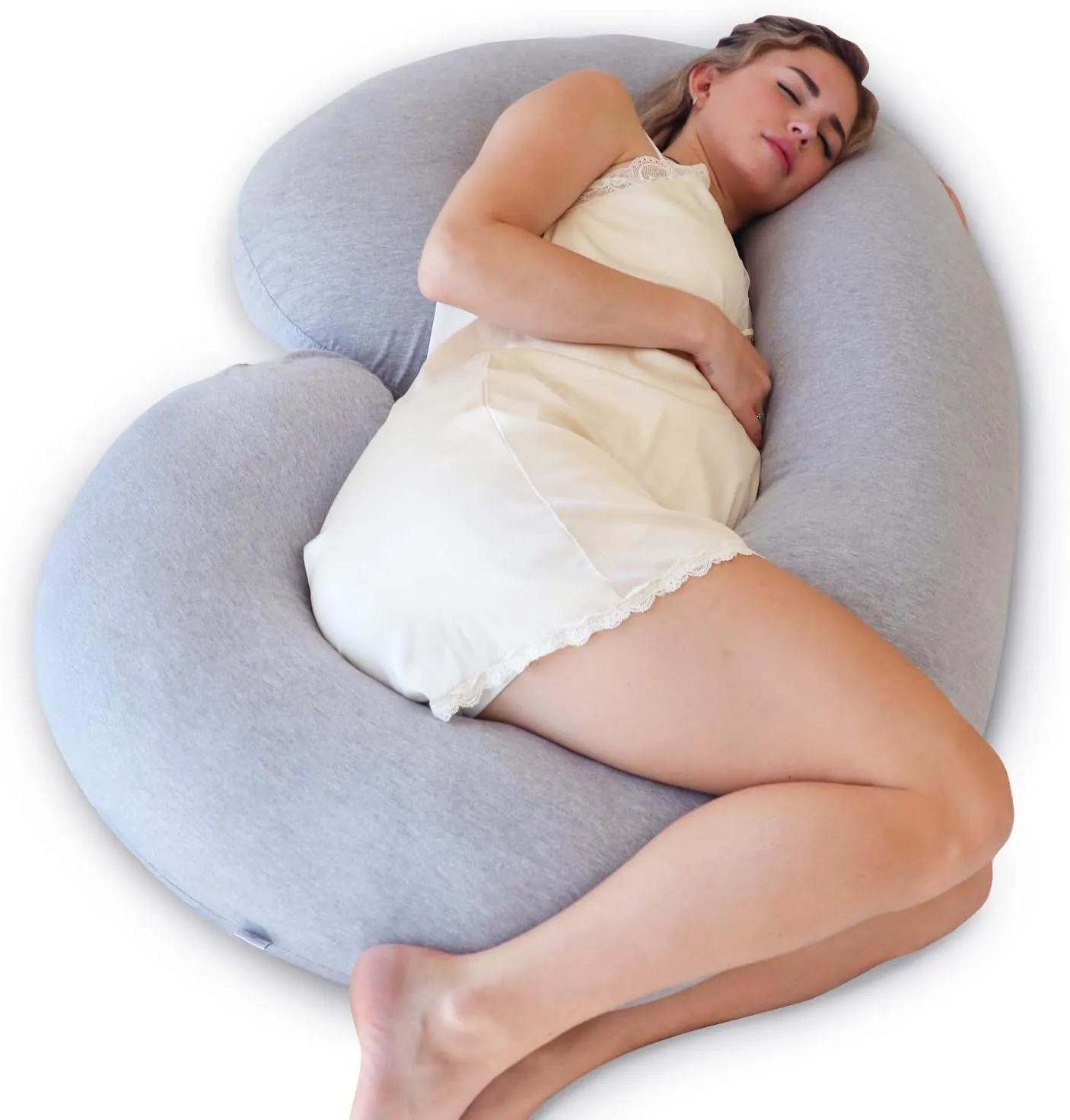 Pharmedoc Pregnancy Pillows, C-Shape Full Body Pillow – Jersey Cover Dark Grey – Pregnancy Pillows for Sleeping – Body Pillows for Adults, Maternity Pillow and Pregnancy Must Haves, New Mom Gifts