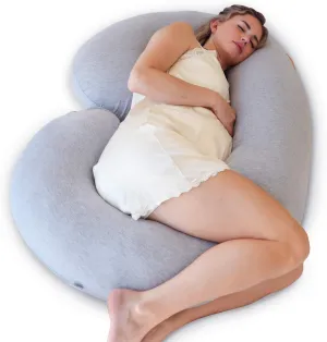 Pharmedoc Pregnancy Pillows, C-Shape Full Body Pillow – Jersey Cover Dark Grey – Pregnancy Pillows for Sleeping – Body Pillows for Adults, Maternity Pillow and Pregnancy Must Haves, New Mom Gifts