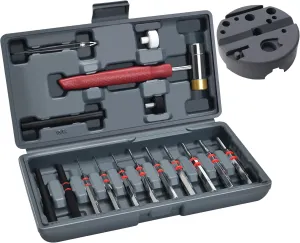 Pin Punch Set, Steel Roll Pin Punch Set, Punch Tool, Pin Punches with Replaceable Face Hammer, Made of Solid Material, Mechanical Repair Tool with Bench Block
