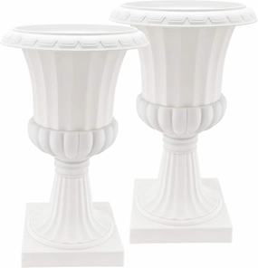 PL50WT-2 Deluxe Plastic Urn, White (Pack of 2), 10"" x17