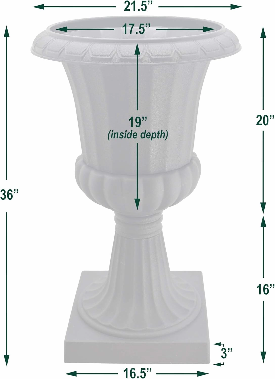 PL52WT-2 Deluxe Plastic Urn(Pack of 2), White