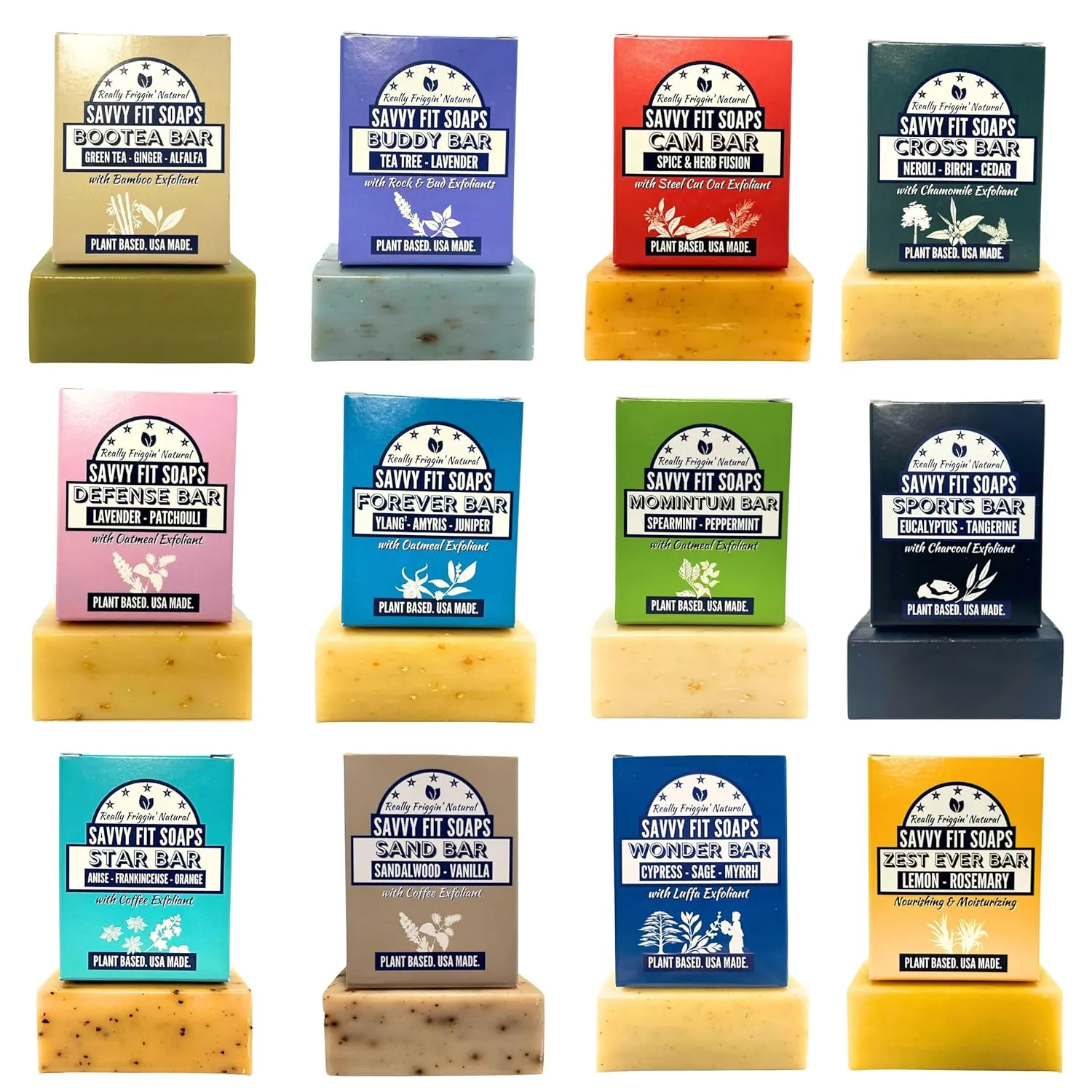 Plant- Based Soaps (Pack of 12) - Made for Families with Gentle Ingredients - Cruelty-Free - Active Essential Oils - Gift Pack