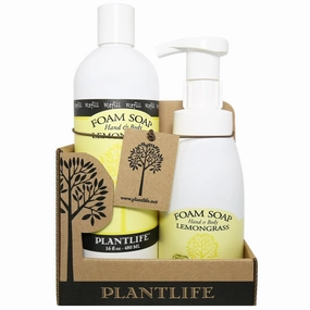 Plantlife Lemongrass Foam Soap Value Set - Gentle, Moisturizing, Plant-based Foam Soap for All Skin Types - Ideal for use as a Hand & Body wash, Shaving Cream, and Foaming - Made in CA 8.5-16 oz