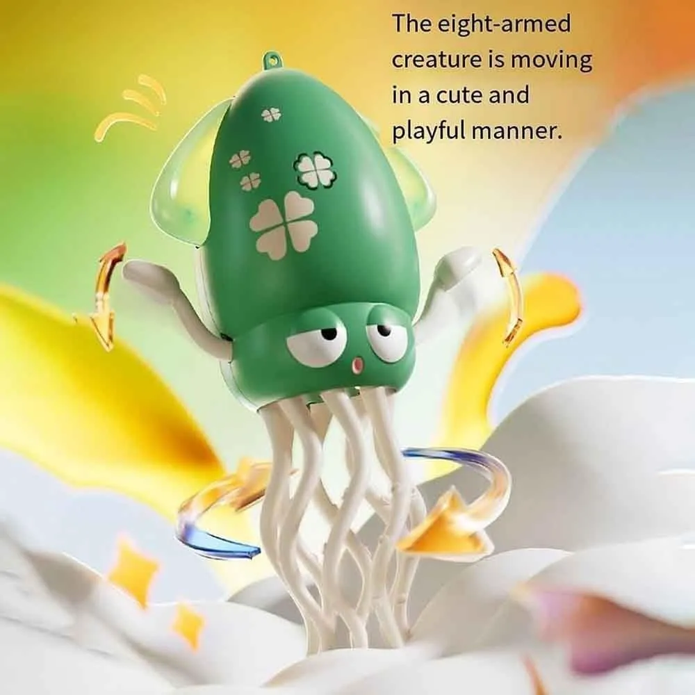 Playful Dancing Octopus Toy, Smart Tentacle Explorer, Dancing Squid Toy, Swing Avoidanceoctopus Obstacle, Electric Magic Crazy Crawling Auto-Dance Squid Toys with LED Lights & Music(Yellow)