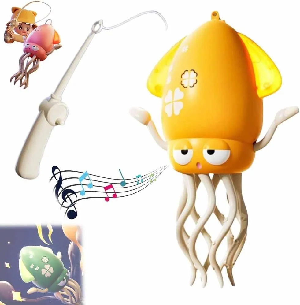 Playful Dancing Octopus Toy, Smart Tentacle Explorer, Dancing Squid Toy, Swing Avoidanceoctopus Obstacle, Electric Magic Crazy Crawling Auto-Dance Squid Toys with LED Lights & Music(Yellow)
