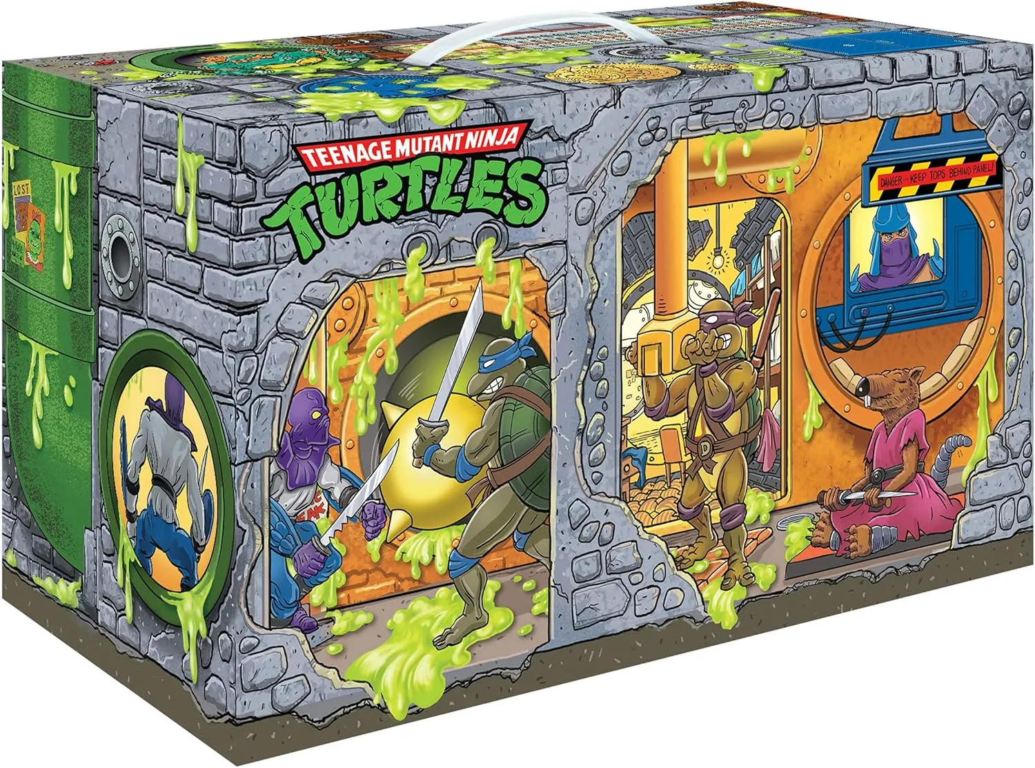 PlayMates Teenage Mutant Ninja Turtles: Retro Rotocast Sewer Lair 6-Piece Action Figure Set, Multicolor