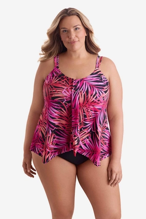 Plus Size Handkerchief Hem Tankini Top Shake A Palm
