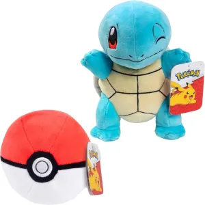 Pokemon Poke Ball and 8" Squirtle Plush Set of 2 - Officially Licensed - Authentic Soft Stuffed Pokeball Toy with Weighted Bottom - Gift for Kids, Boys, Girls - 2 