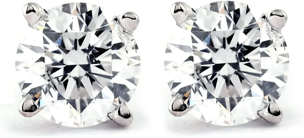 Pompeii Certified 1.00Ct Natural Round Screw Back Diamond Studs 14k Gold