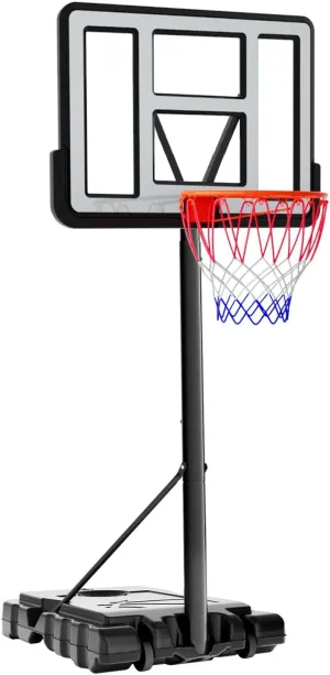 Portable Outdoor Basketball Hoop Adjustable 4.8-10ft: Basketball Goal System for Kids, Teens & Adults in Backyard/Driveway/Indoor, 44 Inch Shatterproof Backboard and Stable Base