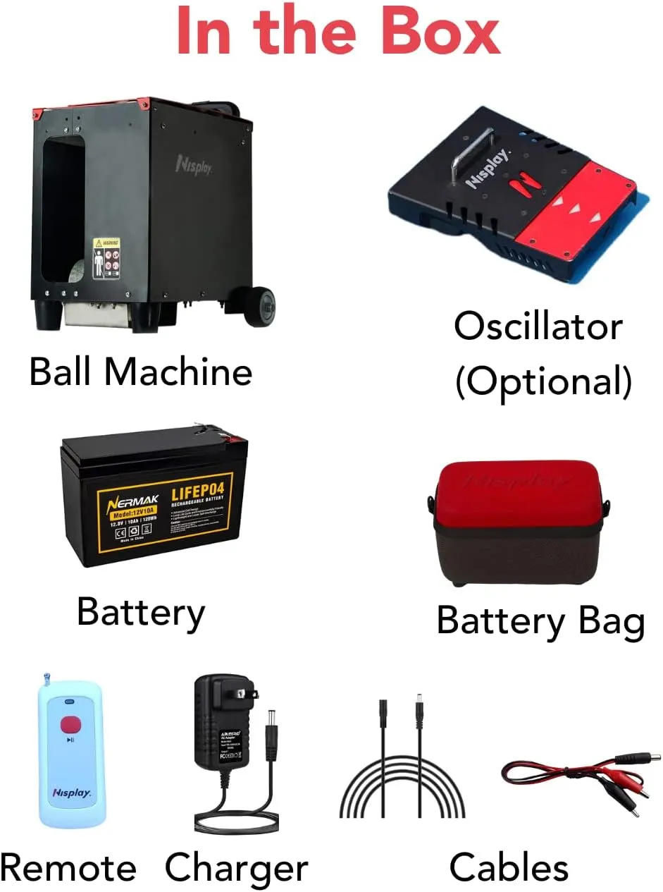 Portable Tennis Ball Machine (26lbs) - Dual Motor for TopSpin and Backspin, 80  Balls, Max 68MPH, 4  Hours Play with External Lithium Battery