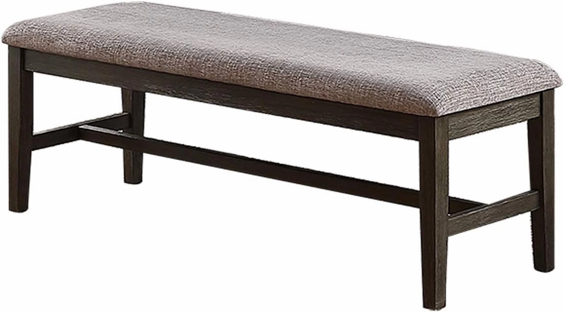 Poundex Dining Bench with Upholstered Cushion,Grey