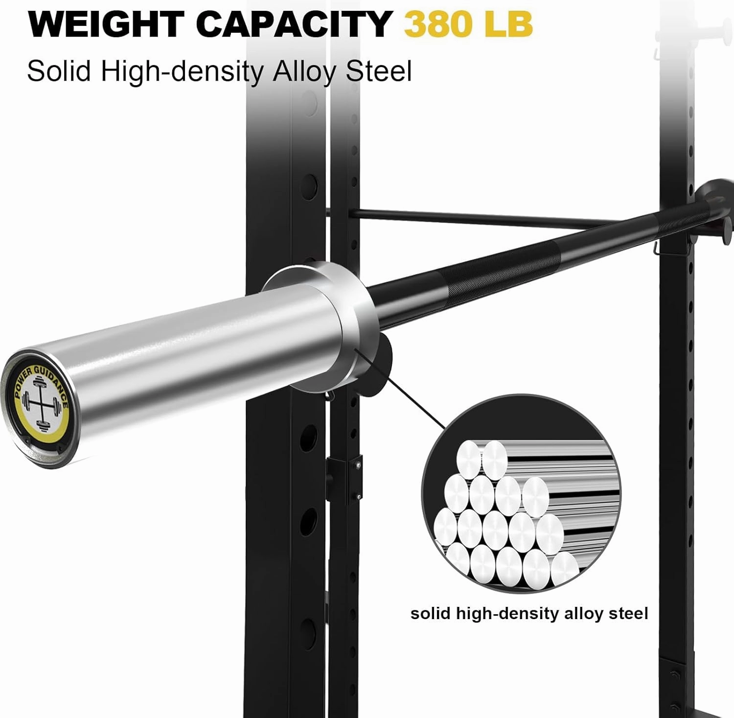 POWER GUIDANCE Chrome Olympic Barbell Bar, 2 Inch Weight Bar for lifting, Hip Thrusts,Universal Strength Training Bars ​4ft/5ft/6ft