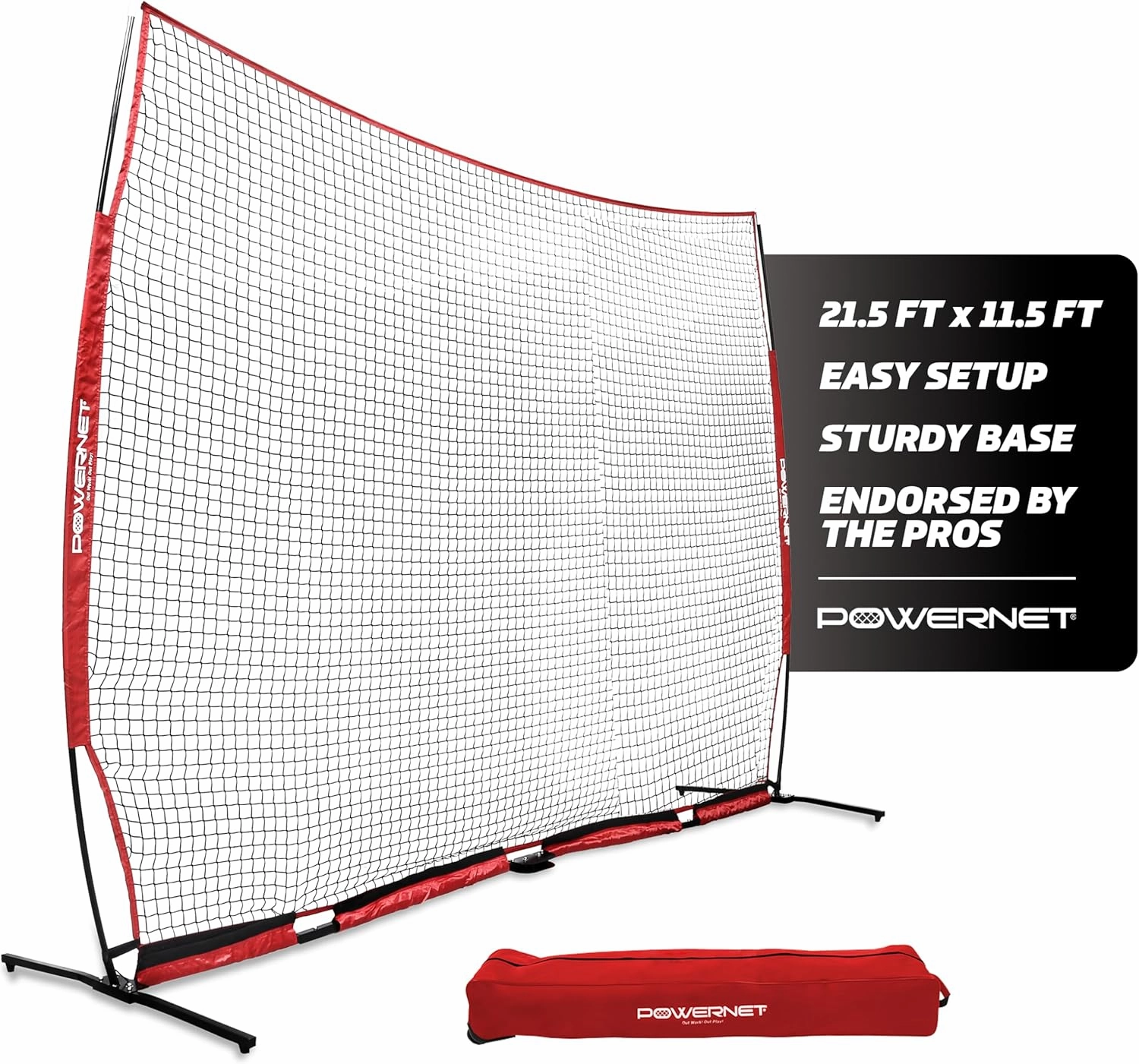PowerNet Portable Sports Rebounder -Basketball, Volleyball, Soccer, Baseball, Softball and Lacrosse, Backyard & Garage Backstop, Indoor Outdoor Safety Net for Protection