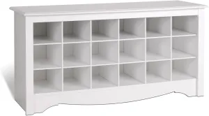 PREPAC Shoe Storage Cubbie Bench, 24" x 48" x 16", White