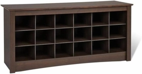 Prepac Shoe Storage Cubbie Bench, 24" x 48" x 16", Espresso