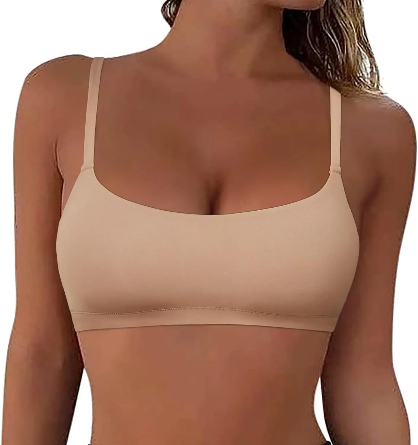 PrettyGuide Women's Wireless Bralette No Padding Scoop Neck Seamless No Underwire Smoothing Everyday Bra