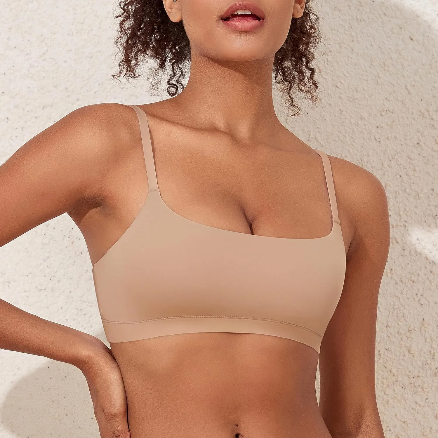 PrettyGuide Women's Wireless Bralette No Padding Scoop Neck Seamless No Underwire Smoothing Everyday Bra