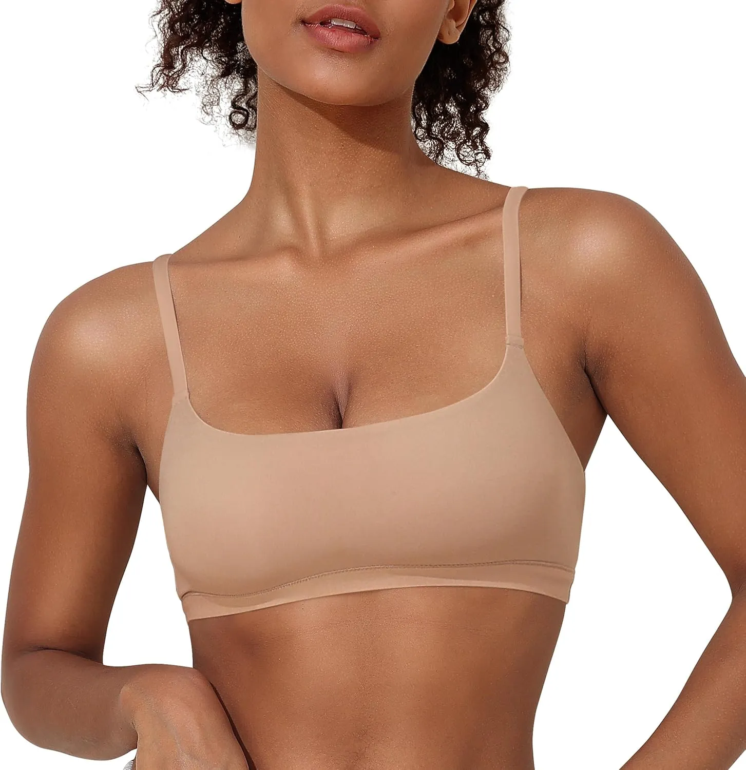 PrettyGuide Women's Wireless Bralette No Padding Scoop Neck Seamless No Underwire Smoothing Everyday Bra