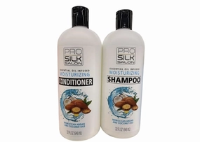 Pro Silk Salon Moisturizing Shampoo & Conditioner Set, 32 fl oz, Moroccan Argan and Coconut Oils