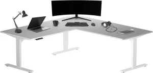 Progressive Desk L Shaped Height Adjustable Standing Desk 72" x 72" - Corner Computer Desk - Electric Stand Up Rising Workstation - White Frame, Warm White Top