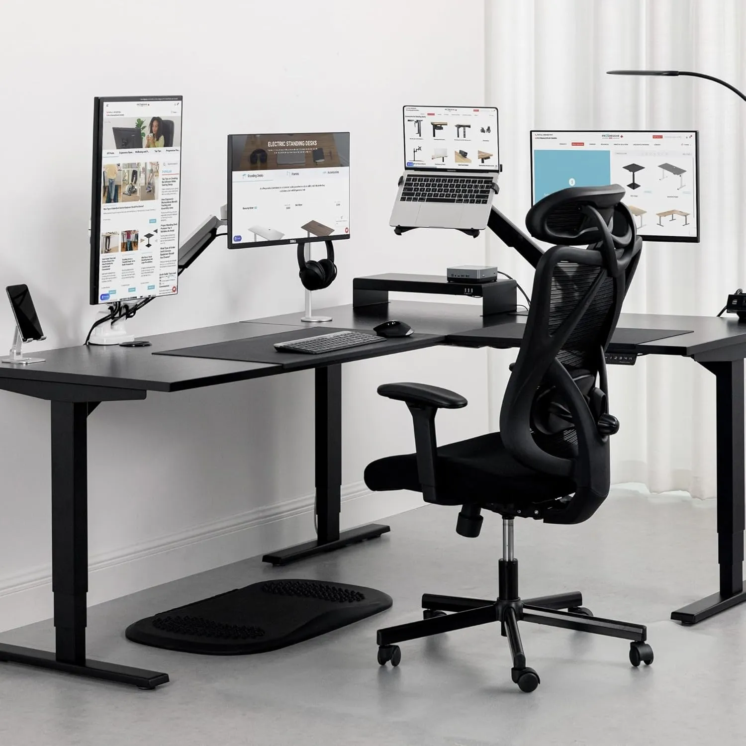 Progressive Desk L Shaped Height Adjustable Standing Desk 72" x 72" - Corner Computer Desk - Electric Stand Up Rising Workstation - White Frame, Warm White Top