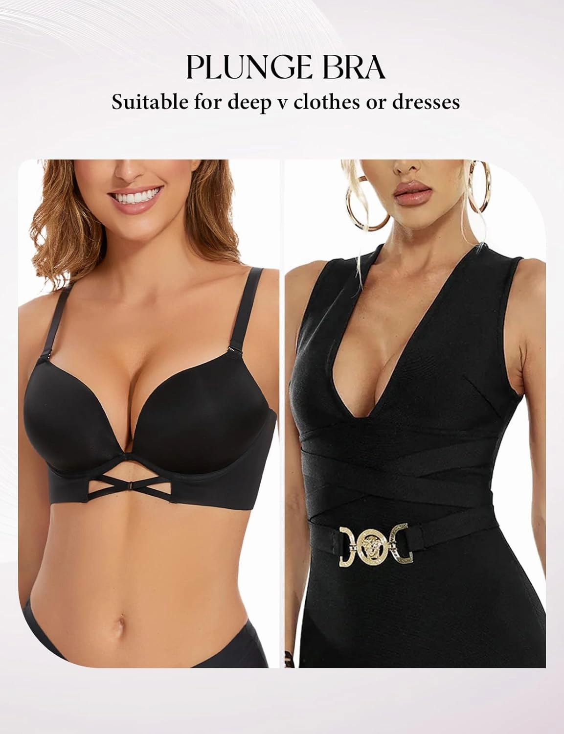 Push Up Padded Bras for Women Add 2 Cups Plunge T Shirt Everyday Bra Seamless Underwire Support