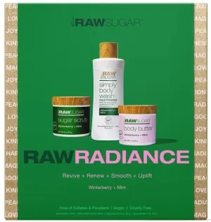 Raiance Winterberry   Mint Body Love Bundle - Body Wash, Scrub & Butter, Clean Ingredients, No Sulfates or Parabens, 3 Piece Gift Set