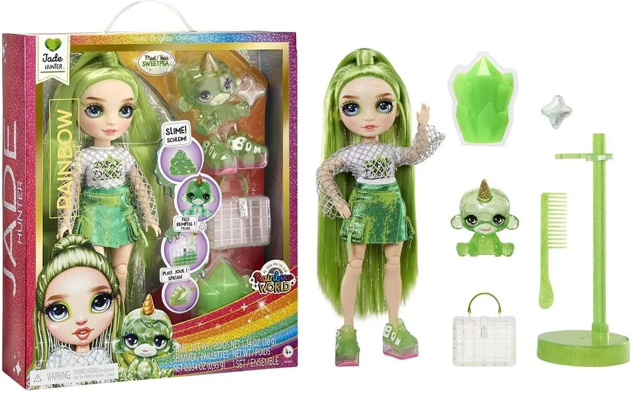 Rainbow High Fashion Doll with Slime & Pet - Jade (Green) - 28 cm Shimmer Doll with Sparkle Slime, Magical Pet and Fashion Accessories - Kids Toy - Great for Ages 4-12 Years