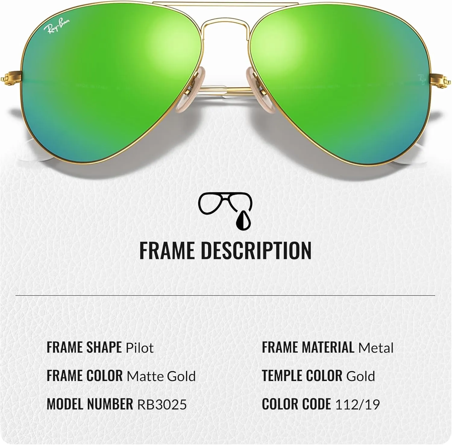 Ray-Ban RB3025 Classic Aviator Shape Sunglasses With Eyewear Kit Bundle - Adjustable Nose Pads - Retro Sunglasses