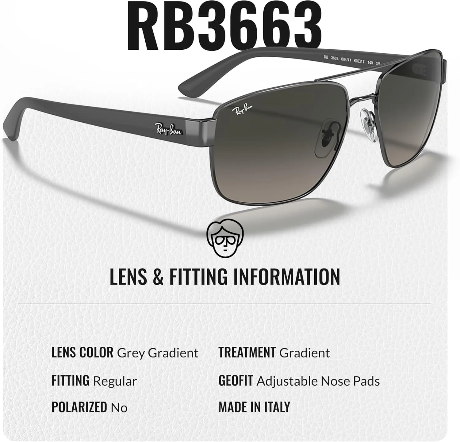 Ray-Ban RB3663 Square Shape Sunglasses With Eyewear Kit Bundle - Adjustable Nose Pads - Square Sunglasses