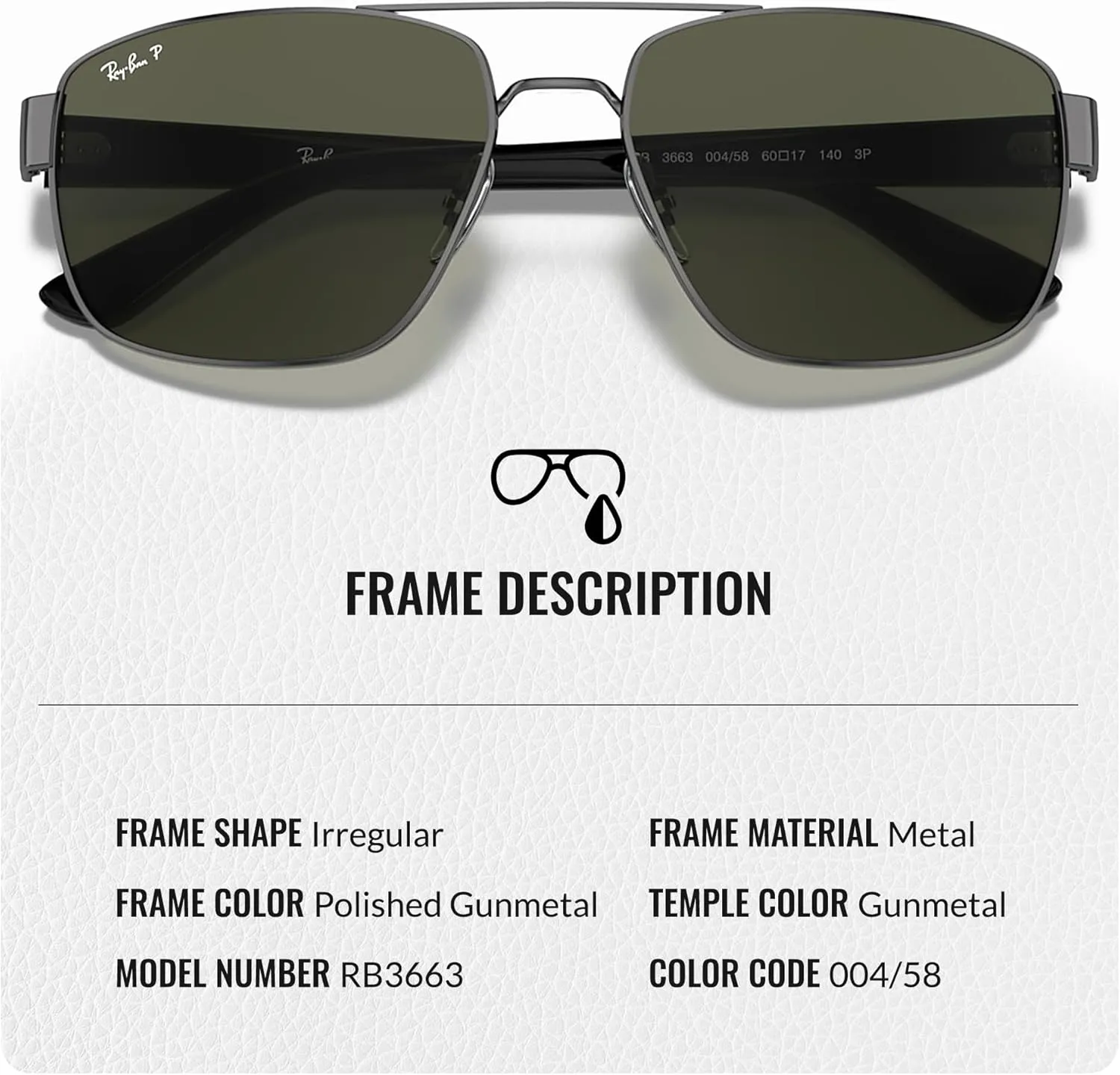 Ray-Ban RB3663 Square Shape Sunglasses With Eyewear Kit Bundle - Adjustable Nose Pads - Square Sunglasses
