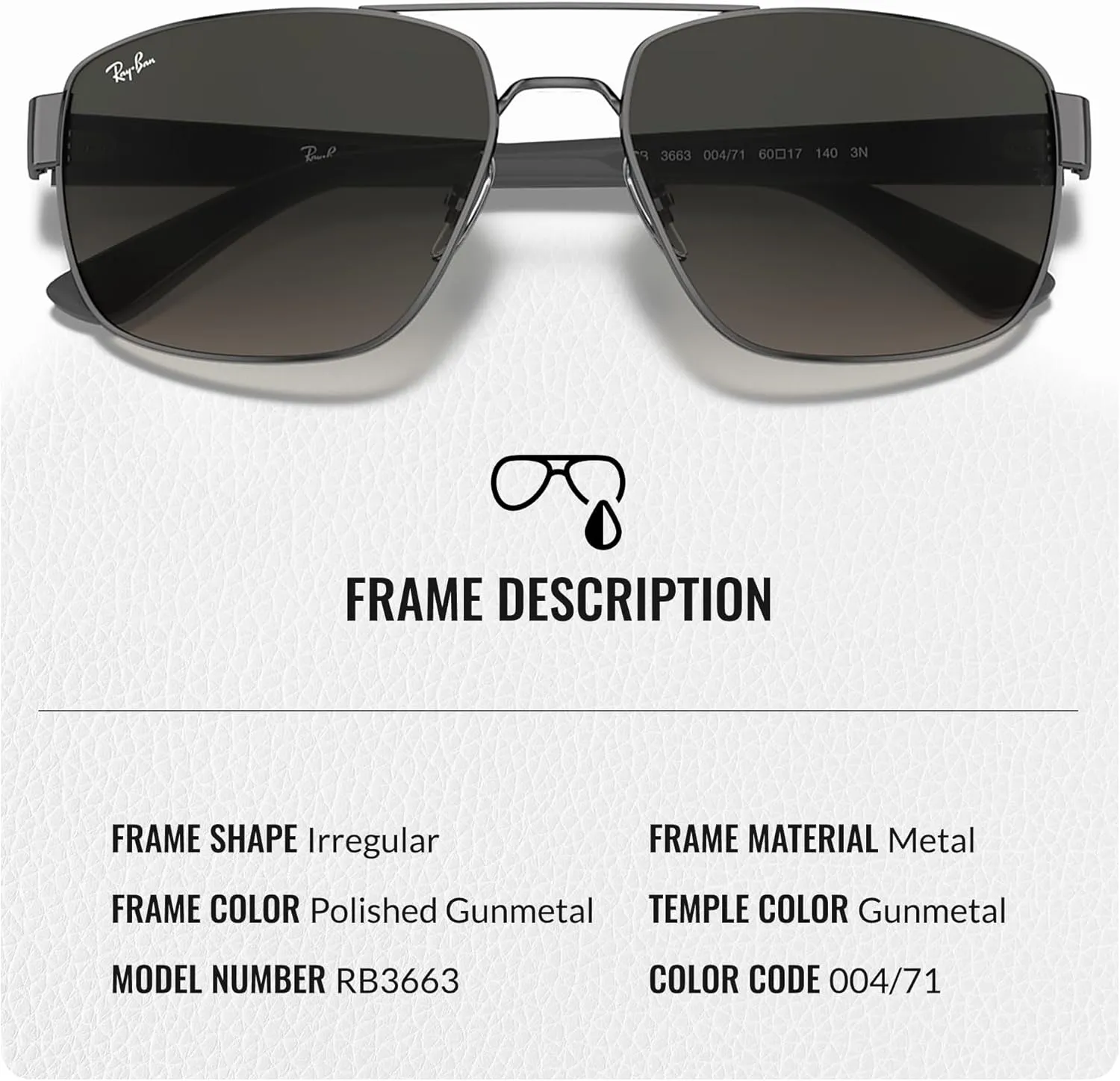 Ray-Ban RB3663 Square Shape Sunglasses With Eyewear Kit Bundle - Adjustable Nose Pads - Square Sunglasses