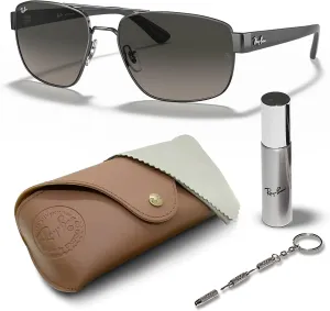 Ray-Ban RB3663 Square Shape Sunglasses With Eyewear Kit Bundle - Adjustable Nose Pads - Square Sunglasses