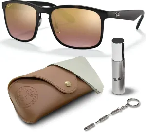 Ray-Ban RB4264 CHROMANCE Square Shape Sunglasses With Eyewear Kit Bundle - Adjustable Nose Pads - Square Sunglasses